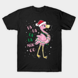 Christmas Fa La La Flamingo Christmas Tree Lights Funny Xmas T-Shirt